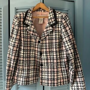 Jessica Howard Women's Plaid Blazer - Pink and Black